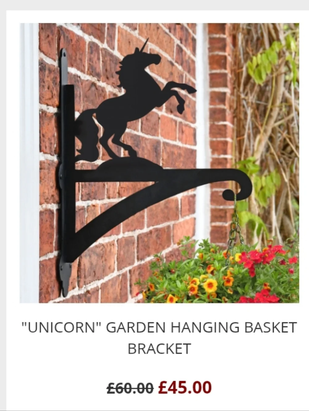 Unicorn Garden Plant Hanging Basket By English Lamp Post Co. NWOB